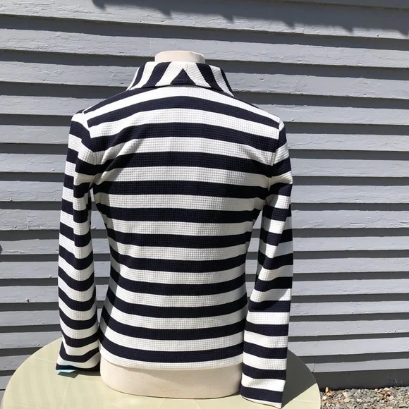 Talbots Navy and White Striped Jacket Size Small Coastal Nautical Vibe - Picture 2 of 4